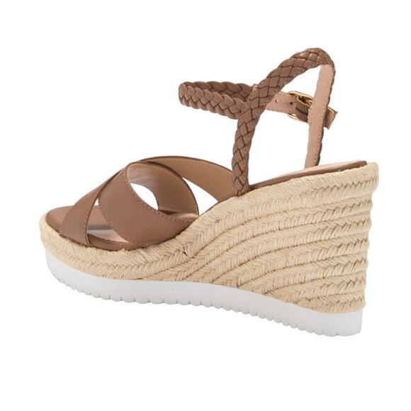 Stuart Weitzman Mykonos Espadrille Braided Leather Wedge Sandal Brown Womens  10 - Picture 3 of 14